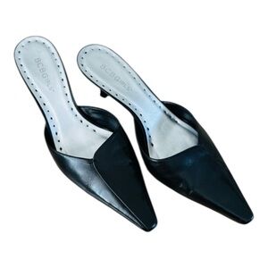 BCBGIRLS Sleek Black Leather Mules